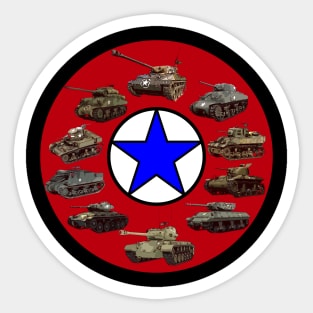 WW2 American Tanks Armored Vehicles Sticker